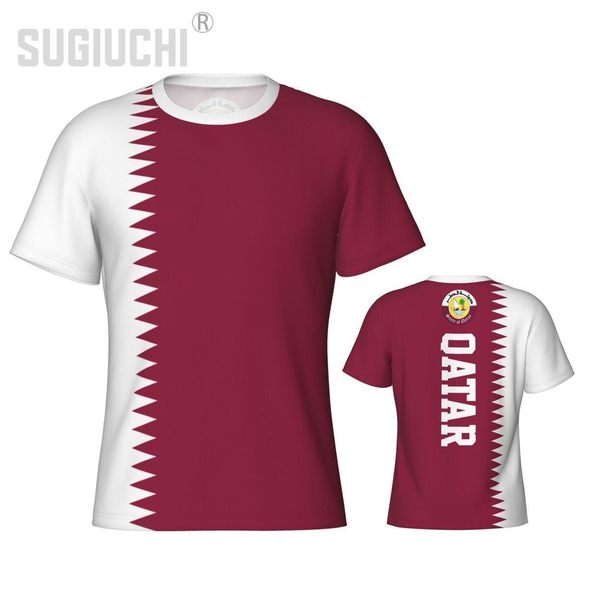 3D Printing Qatar - タイトスポーツTシャツ カタール国旗 カタール 3D メンズ レディース