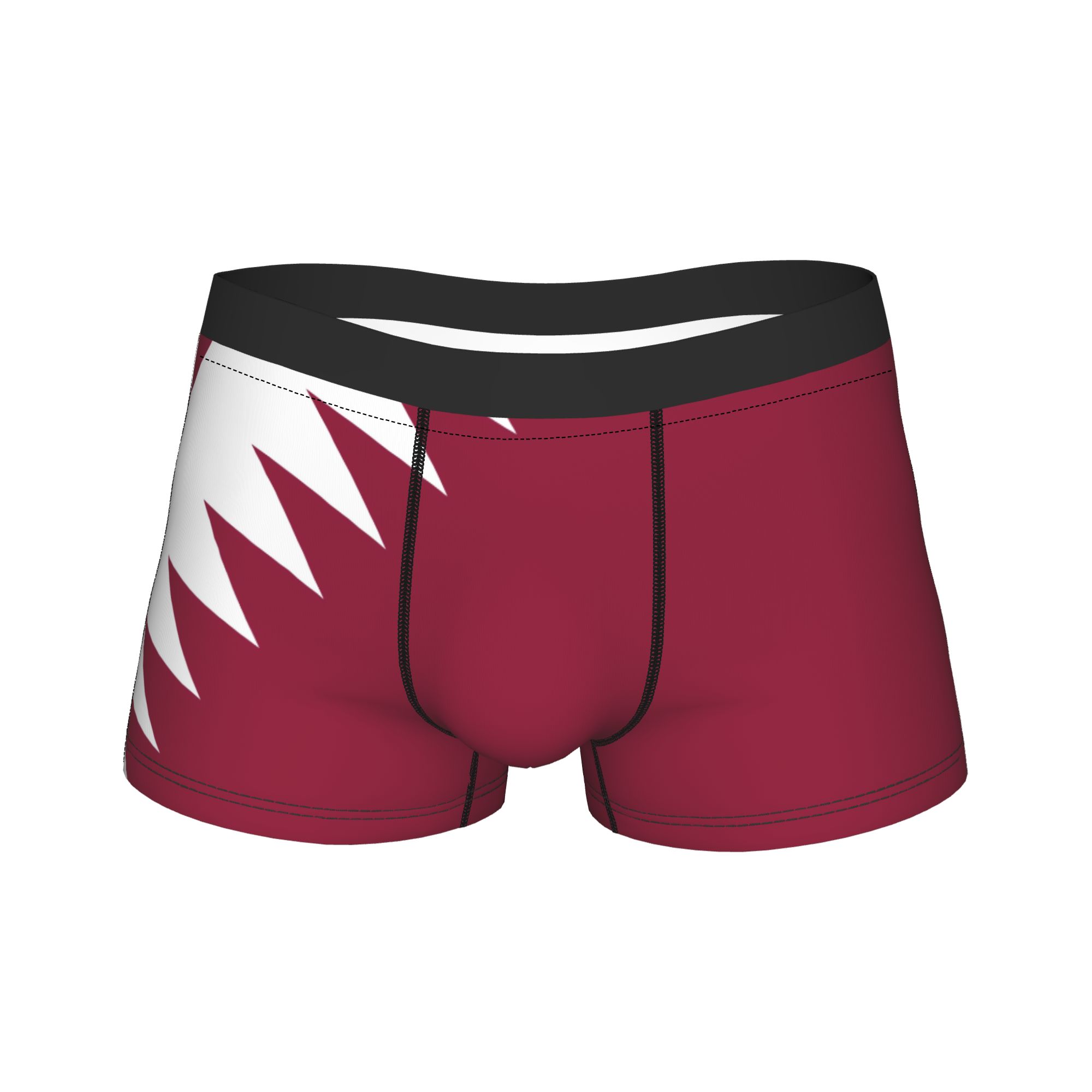 3D Printing Qatar - カタール国旗エンブレム下着ノベルティパンツカスタム DIY ボクサーブリーフ男性用 3D ポーチオーバーサイズトランク