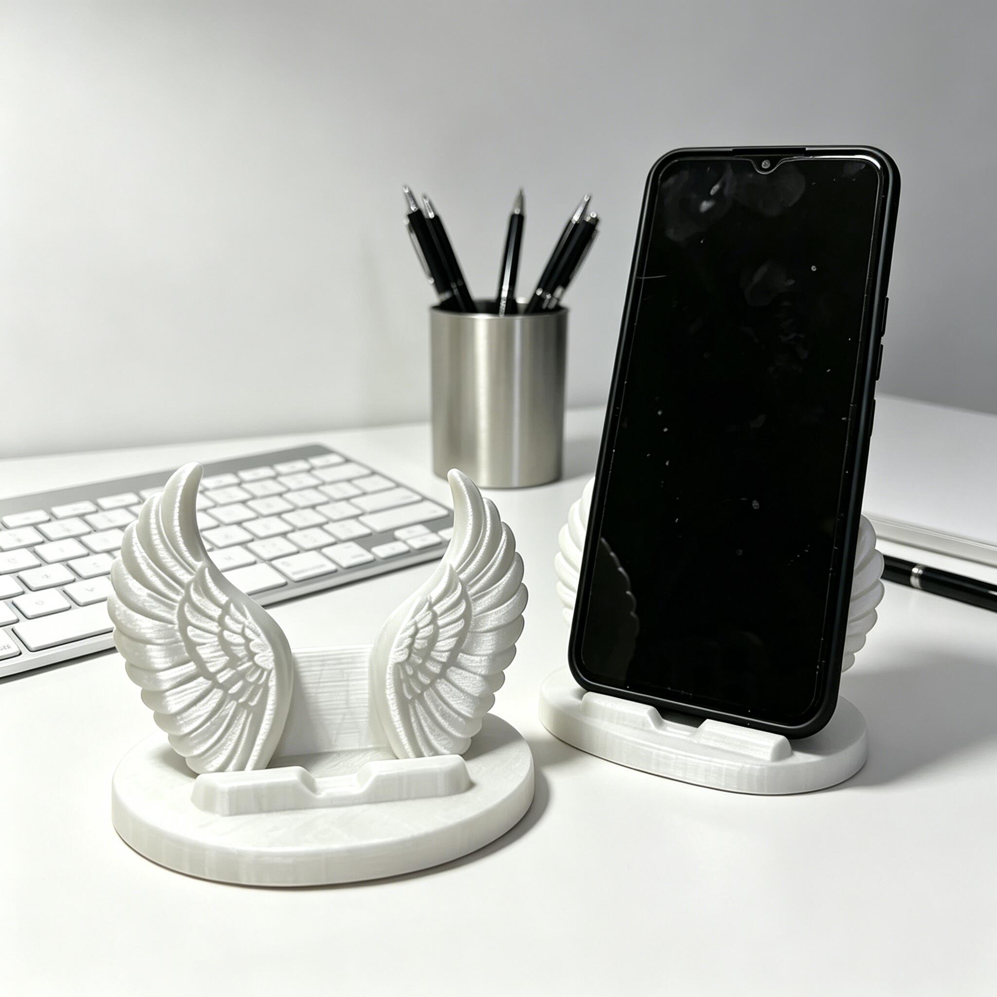 3D Printing Tablet - 3Dプリントされた天使の羽のクリエイティブデザインの携帯電話スタンドオーナメント、寝室、バスルーム、デスクトップの装飾、ギフト、羽の装飾携帯電話スタンド、タブレットスタンドに最適です。