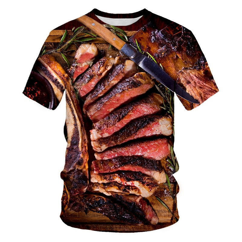 3D Printing In Food - メンズクリエイティブフードパターンTシャツ,半袖Tシャツ,3Dプリント服,ドイツ,ポテト,フレンチ,フライドポテト,夏