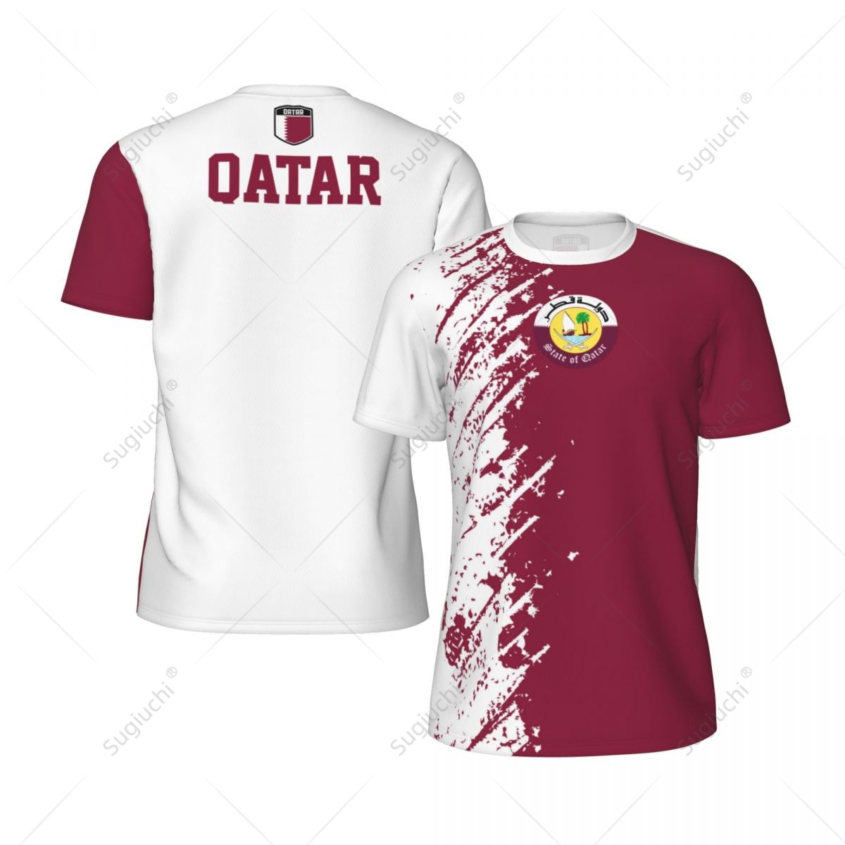 3D Printing Qatar - 限定デザイン カタール国旗柄 3Dプリント メンズ ランニング バイク