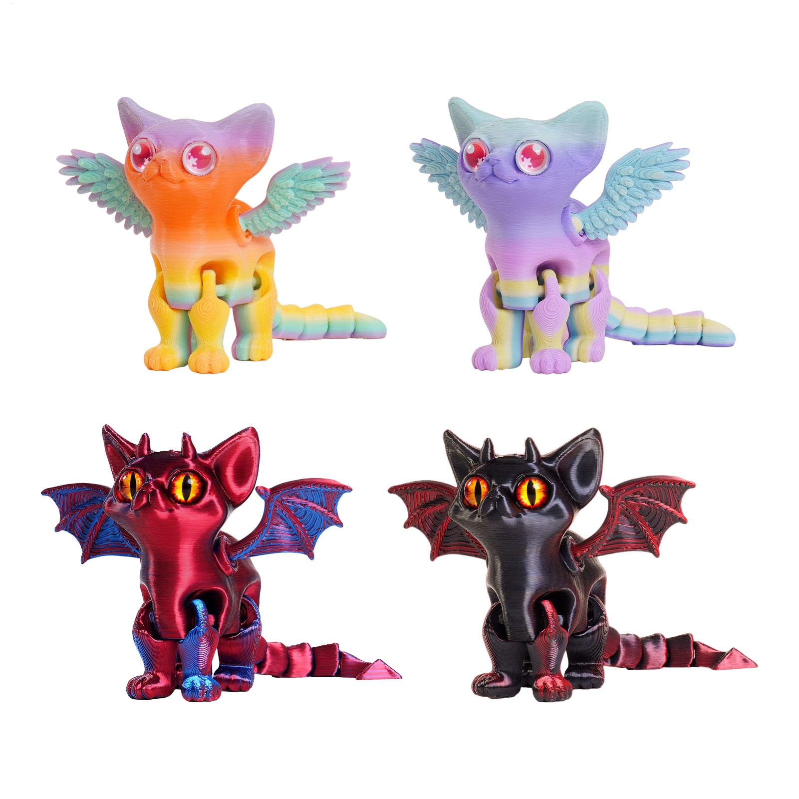3D Printing Figure - 3Dプリント動物 3Dプリント猫フィギュア デスク用可動式多関節オーナメント ペット愛好家・ティーン向けフィジェットトイ