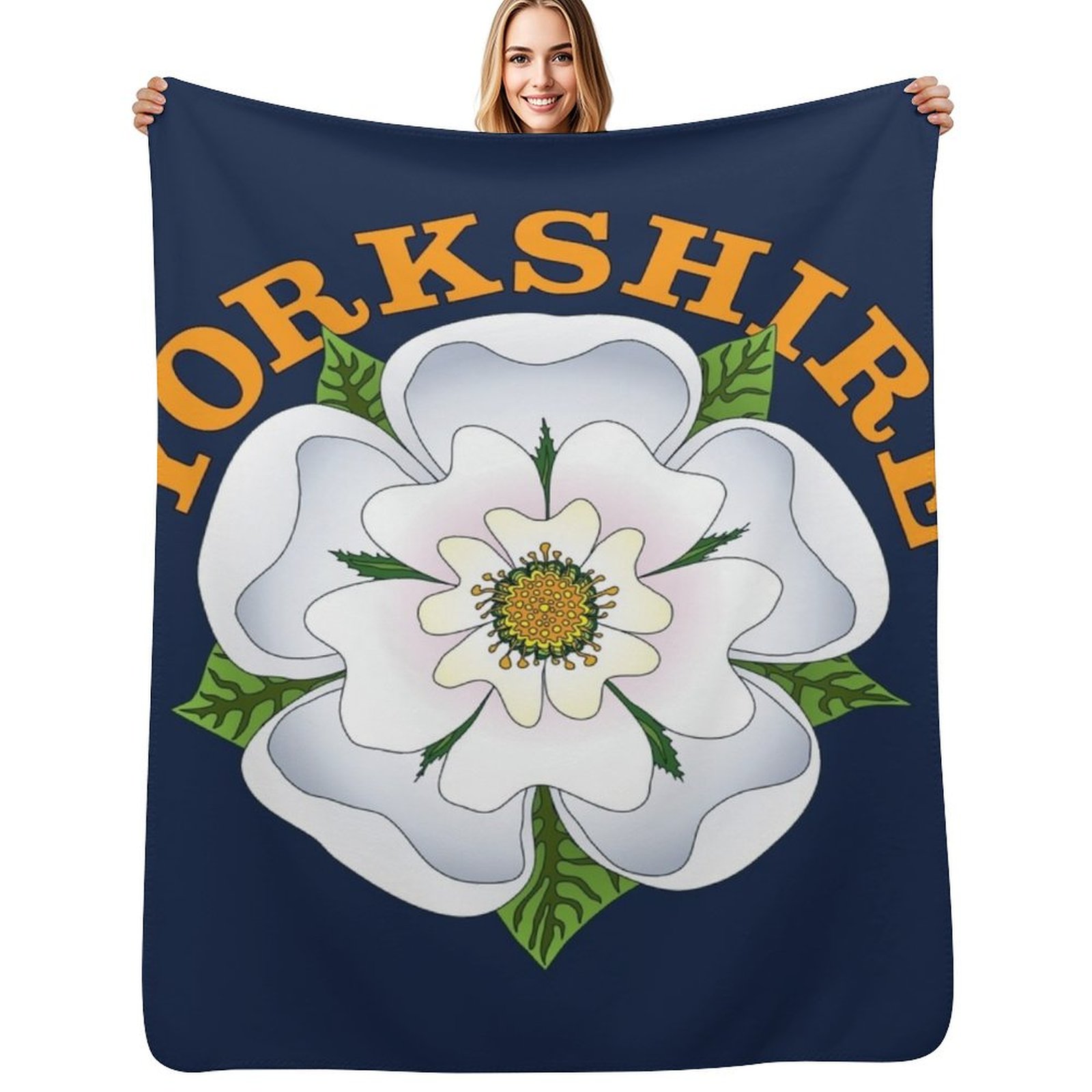 3D Printing Yorkshire - ヨークシャーのホワイトローズスローブランケット あらゆるシーンに適した多用途で心地よいスローブランケット