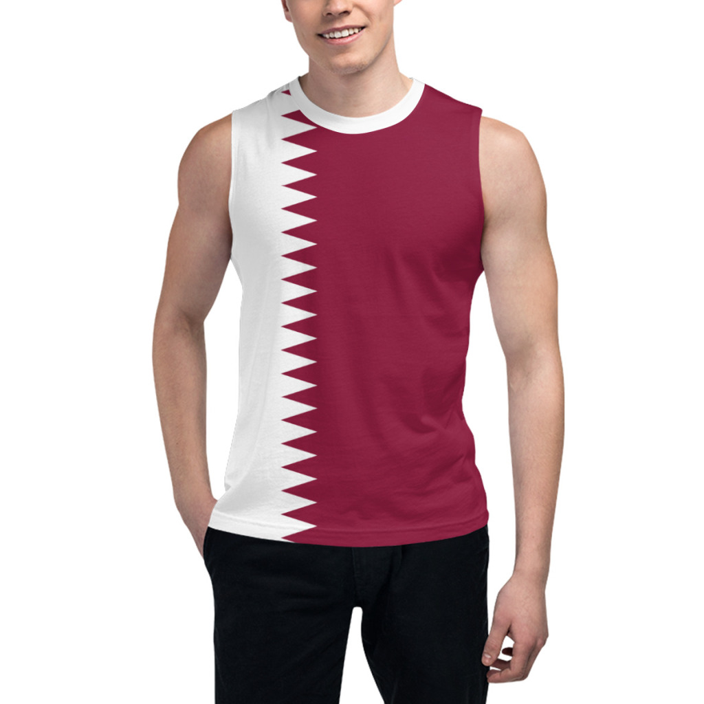 3D Printing Qatar - ノースリーブ Tシャツ カタール国旗 3D メンズ ボーイズ