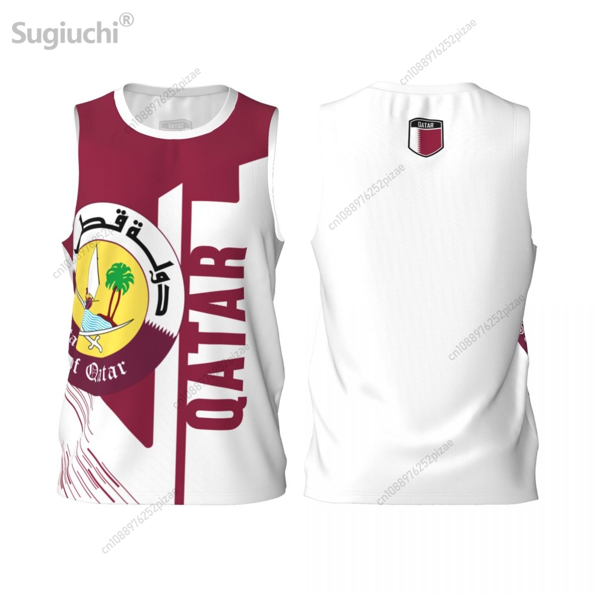 3D Printing Qatar - カスタム名番号カタール 3D 旗スポーツ Tシャツ男性服通気性バスケットボールランニングフィットネス Tシャツ