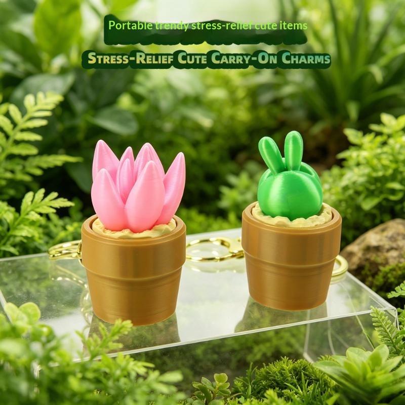 3D Printing With Pp - 3D プリントポットクリッカーキーホルダーかわいいミニフィジェットクリッカーおもちゃポータブルストレスリリーフキーリング EDC ペンダントギフト子供のための