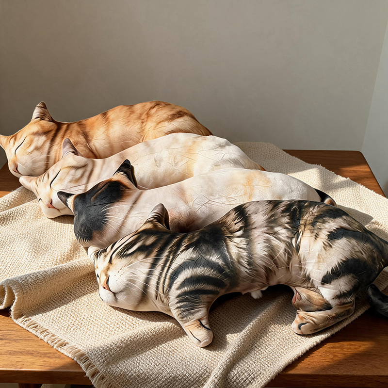 3D Printing With Pp - 1個 40-10cm 3Dプリント動物枕 シミュレーション シャム猫 パンダ
