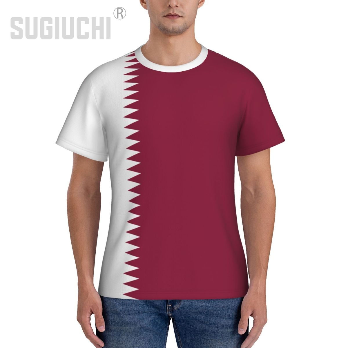 タイトスポーツTシャツ カタール国旗 カタール 3D メンズ - 3D Printing Qatar のレビューと価格