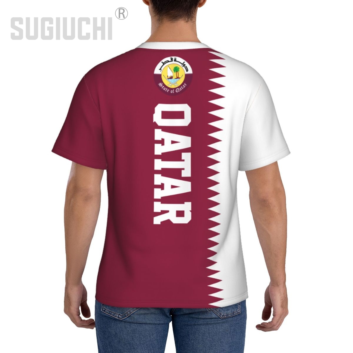 タイトスポーツTシャツ カタール国旗 カタール 3D メンズ - 3D Printing Qatar のレビューと価格