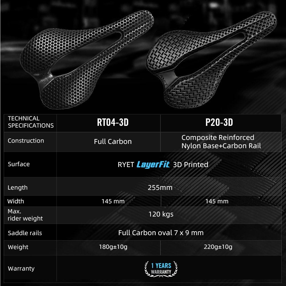 2026 RYET カーボン 3D プリント自転車サドル、1 - 3D Printing Tablet のレビューと価格