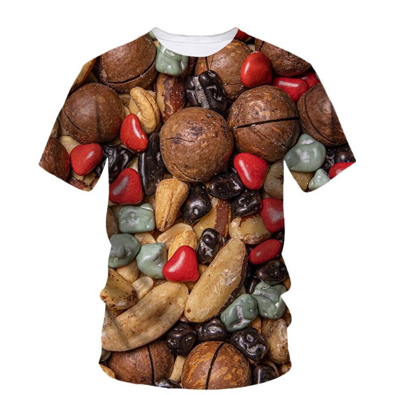 3d プリントナッツクルミ Tシャツ男性のための夏の人格食品 - 3D Printing In Food のレビューと価格