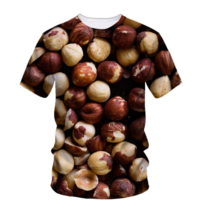 3d プリントナッツクルミ Tシャツ男性のための夏の人格食品 - 3D Printing In Food のレビューと価格