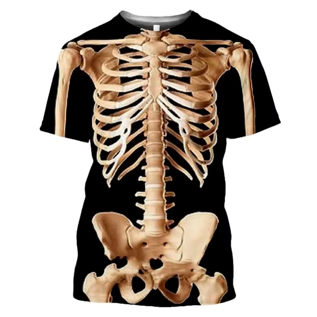 男性の骨格内臓 3D 印刷 Tシャツ男性人間の構造図夏半袖  - 3D Printing Diagram のレビューと価格