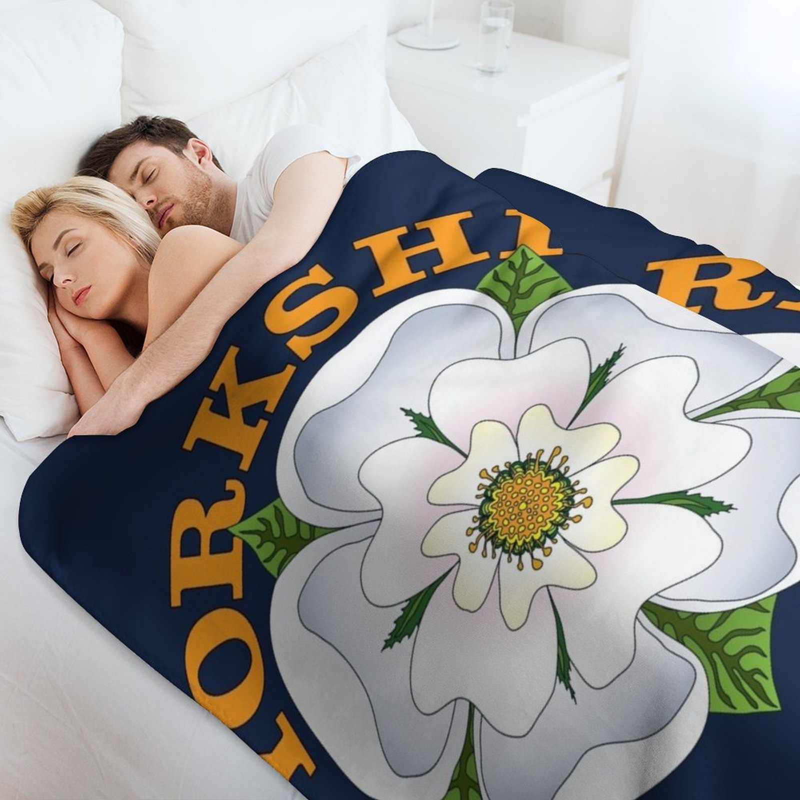 ヨークシャーのホワイトローズスローブランケット ソファ用装飾 - 3D Printing Yorkshire のレビューと価格