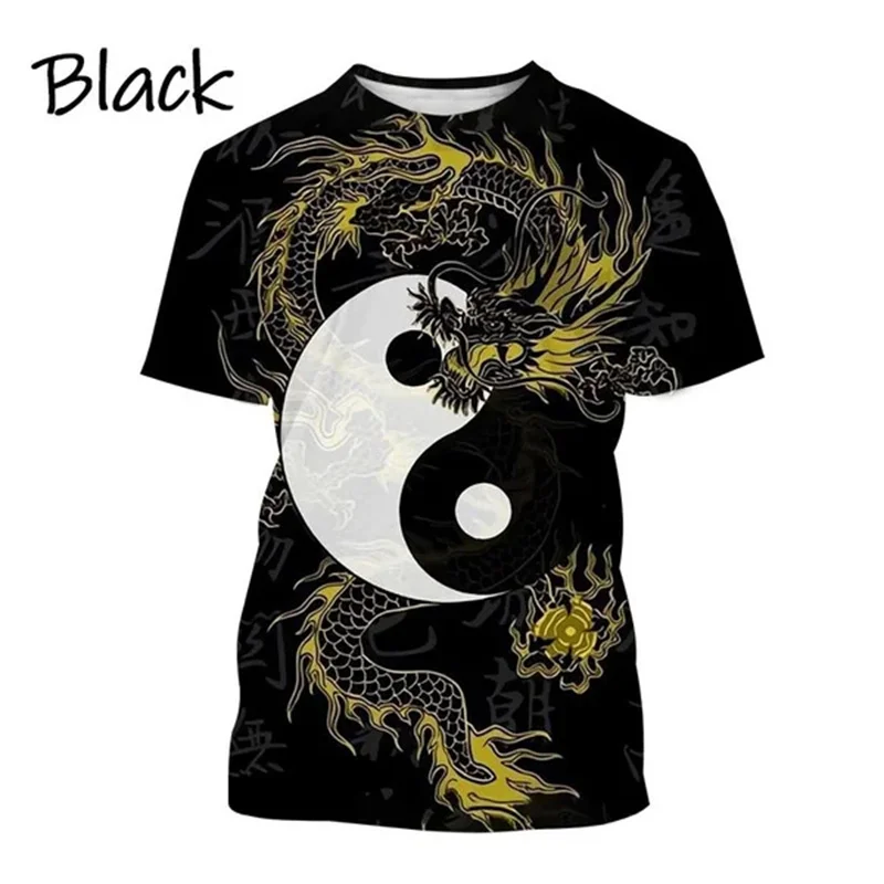 中国太極拳模様Tシャツ メンズ 陰陽鯉龍 3DプリントTシャ - 3D Printing Diagram のレビューと価格